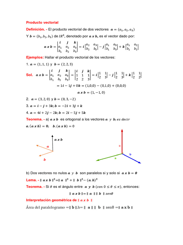 Producto Vectorial y Aplicaciones Matemáticas | PDF | Vector Euclidiano ...