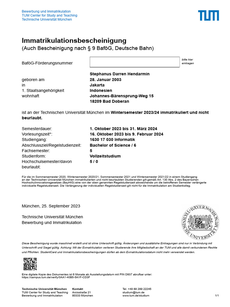 immatrikulation PDF