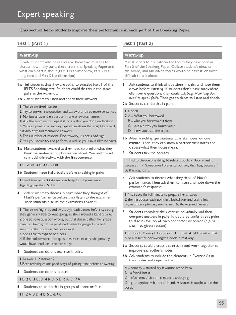Expert Speaking: Test 1 (Part 1) Test 1 (Part 2) | PDF | Question | Verb