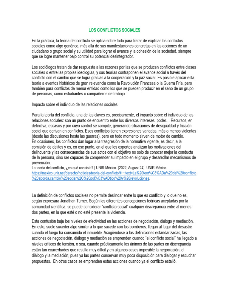 Los Conflictos Sociales | PDF | Finanzas y dinero | Política