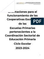 Orientaciones para El Funcionamiento de Las Cooperativas Escolares de La Coordinación Sectorial de Educación Primaria Ciclo Escolar 2023-2024