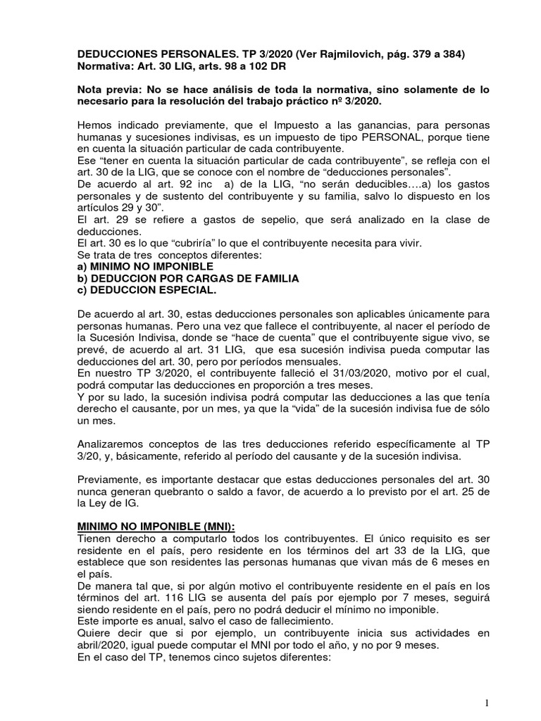 Deducciones Personales en Impuesto a las Ganancias | PDF | Jubilación ...