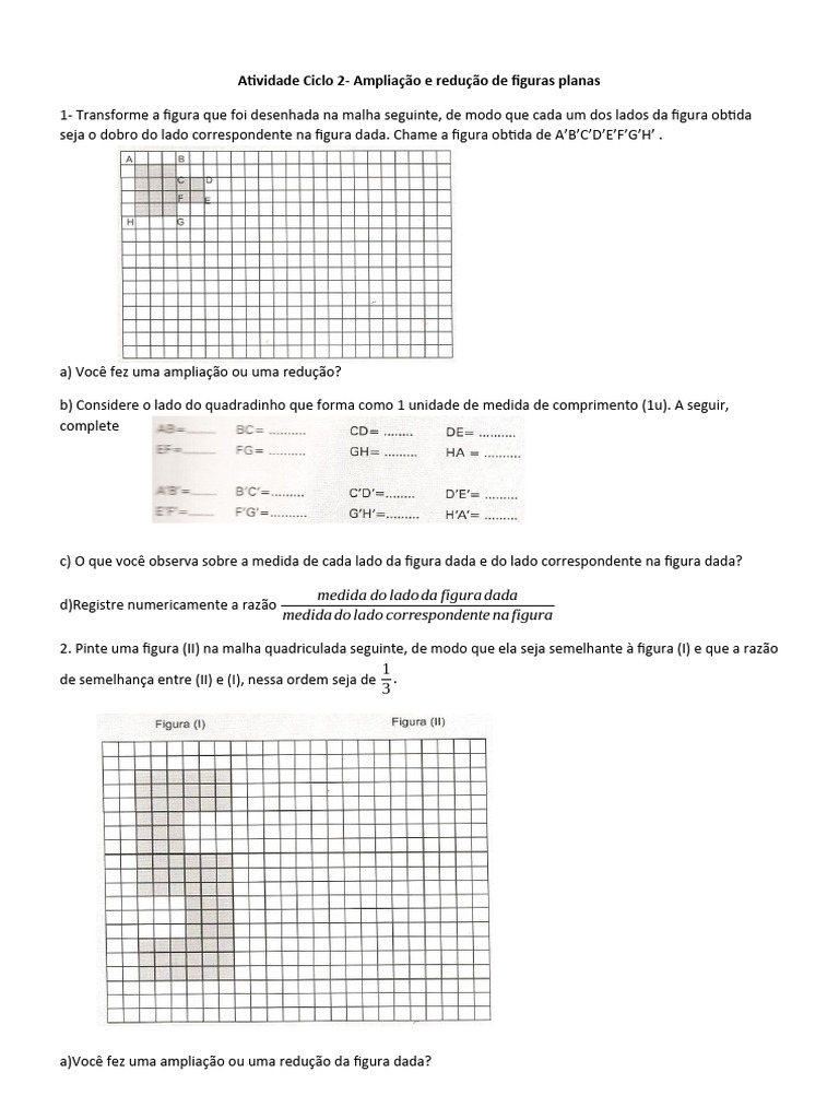 Ampliação e Redução de Figuras Planas 3 | PDF