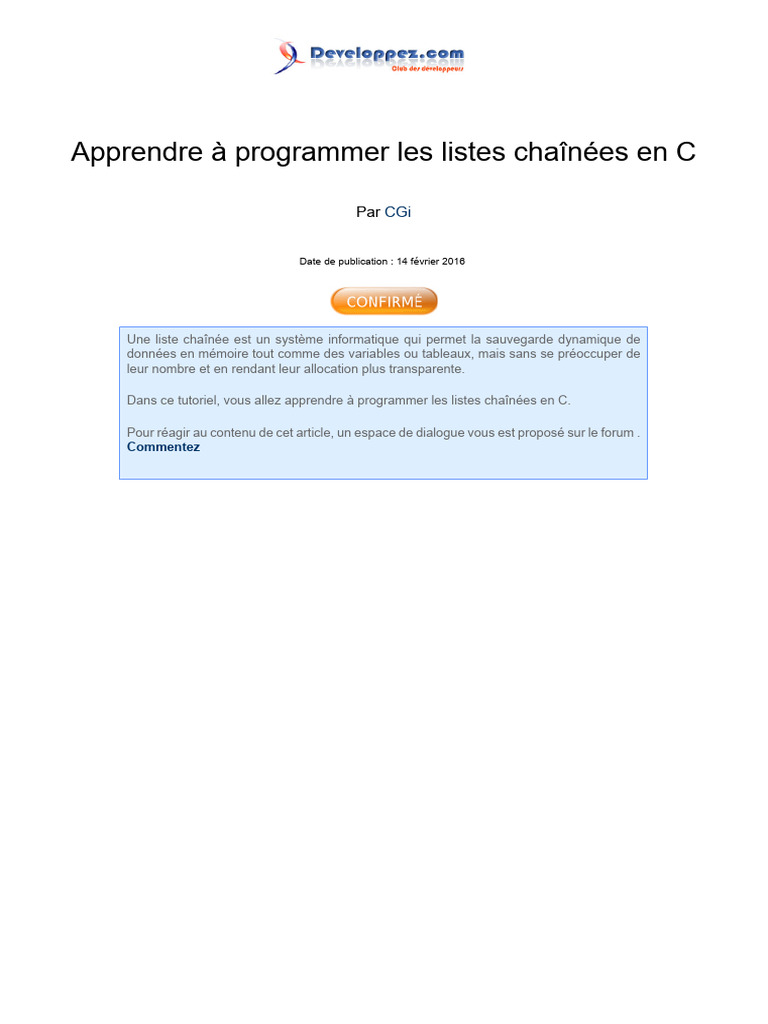 Les Listes Chainees en C | PDF | Ordinateurs