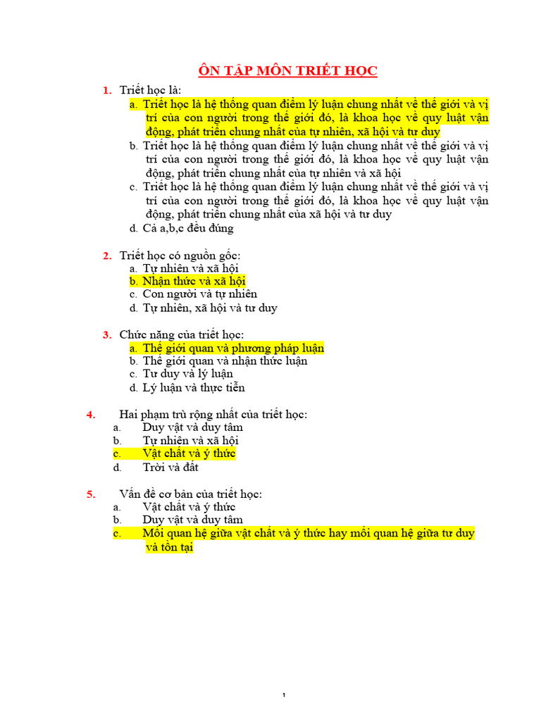 ÔN TẬP TRIET HOC | PDF