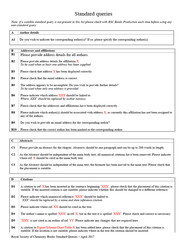 Standard Queries April17 PDF