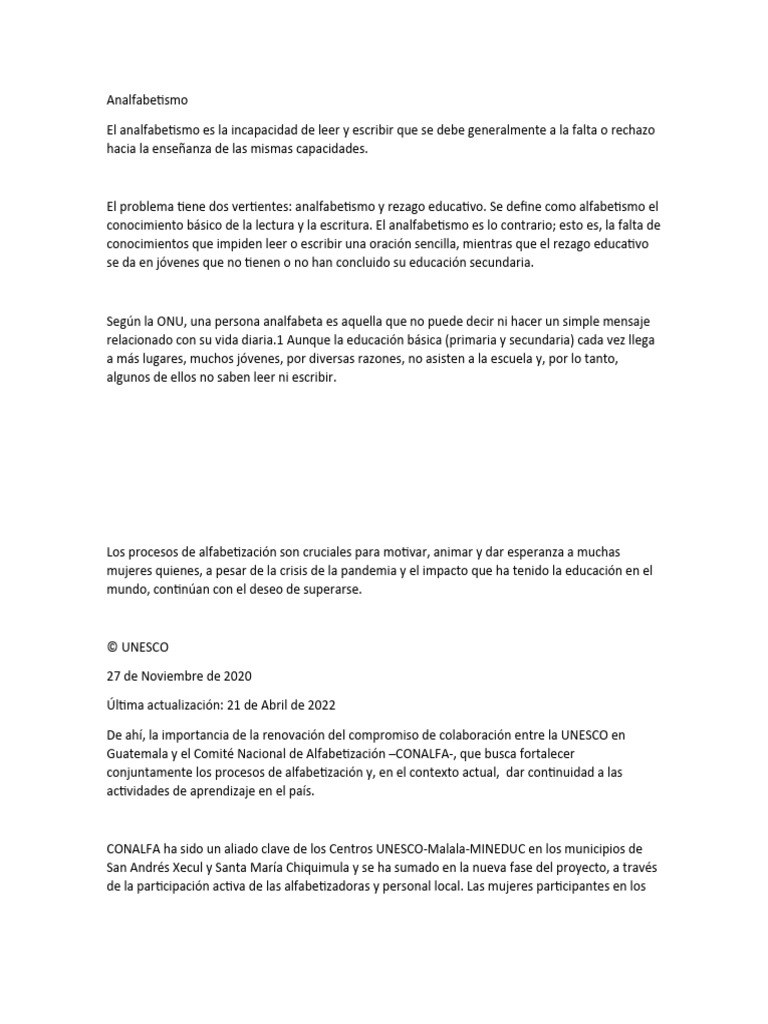 Analfabetismo Pdf