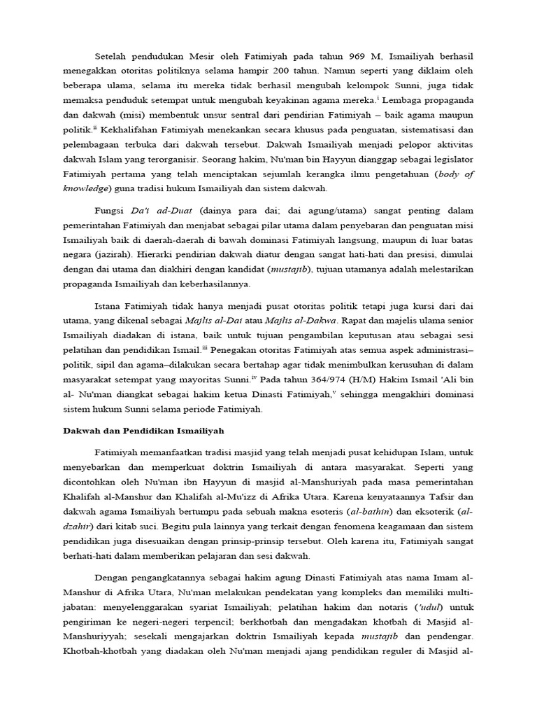 Dakwah dan Pendidikan Ismailiyah Fatimiyah | PDF | Politik
