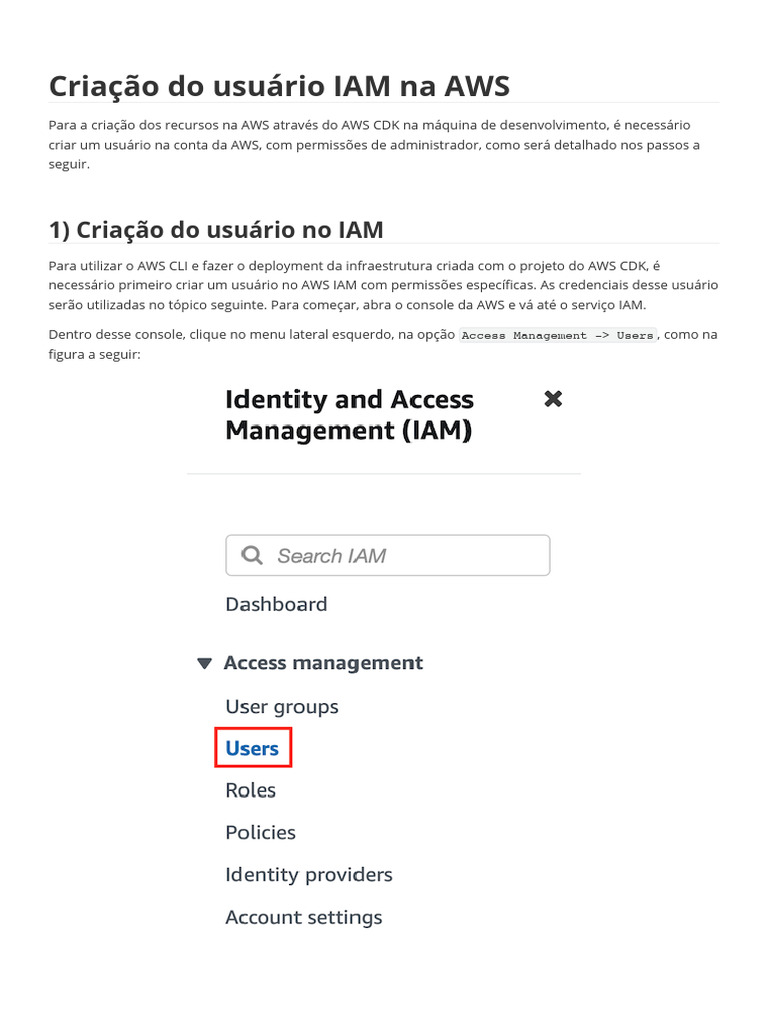 Criando Usuário IAM na AWS com CLI | PDF | Microsoft Access | Usuário ...