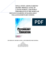 Correlational Study Among Parents' Demographic Profile, Level of Parental Involvement, and Pupils' Academic Performance in The Modular Distance Learning of Kasiglahan Village Elementary School