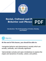 1.2 Social Cultural and Political Behavior and Phenomena