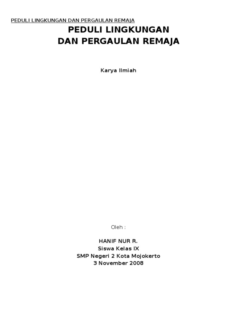 Contoh Karya Ilmiah Tentang Kenakalan Remaja Ilmusosial Id