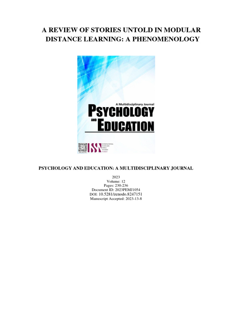 A Review of Stories Untold in Modular Distance Learning: A ...