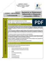 Fiche Technique de La LUP Ingénierie en Maintenance Industrielle Et Diagnostic Automobile IMIDA