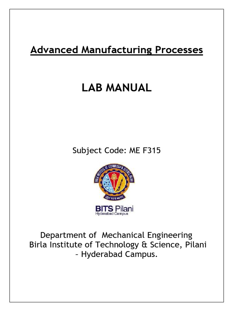 Revised Advanced Manufacturing Process Lab Manual 202324 PDF