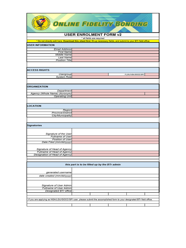 OFBS User Enrollment Form | PDF | Finance & Money Management