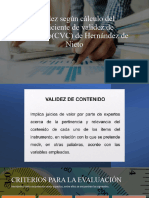 Validez Según Cálculo Del Coeficiente de Validez de