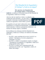 Qué Es El Día Mundial de La Seguridad y Salud en El Trabajo