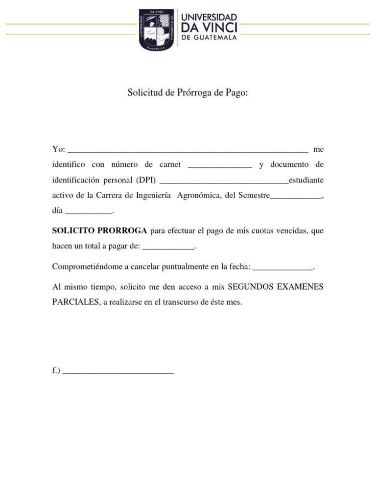Solicitud de Prórroga de Pago 2021 | PDF