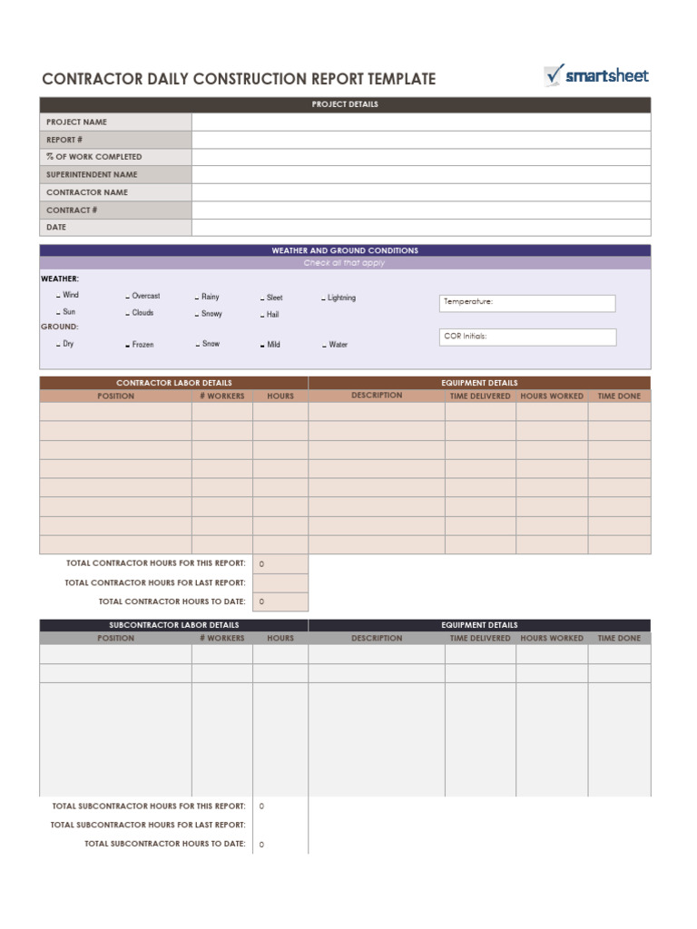 Daily Construction Report Template | PDF | Technology & Engineering