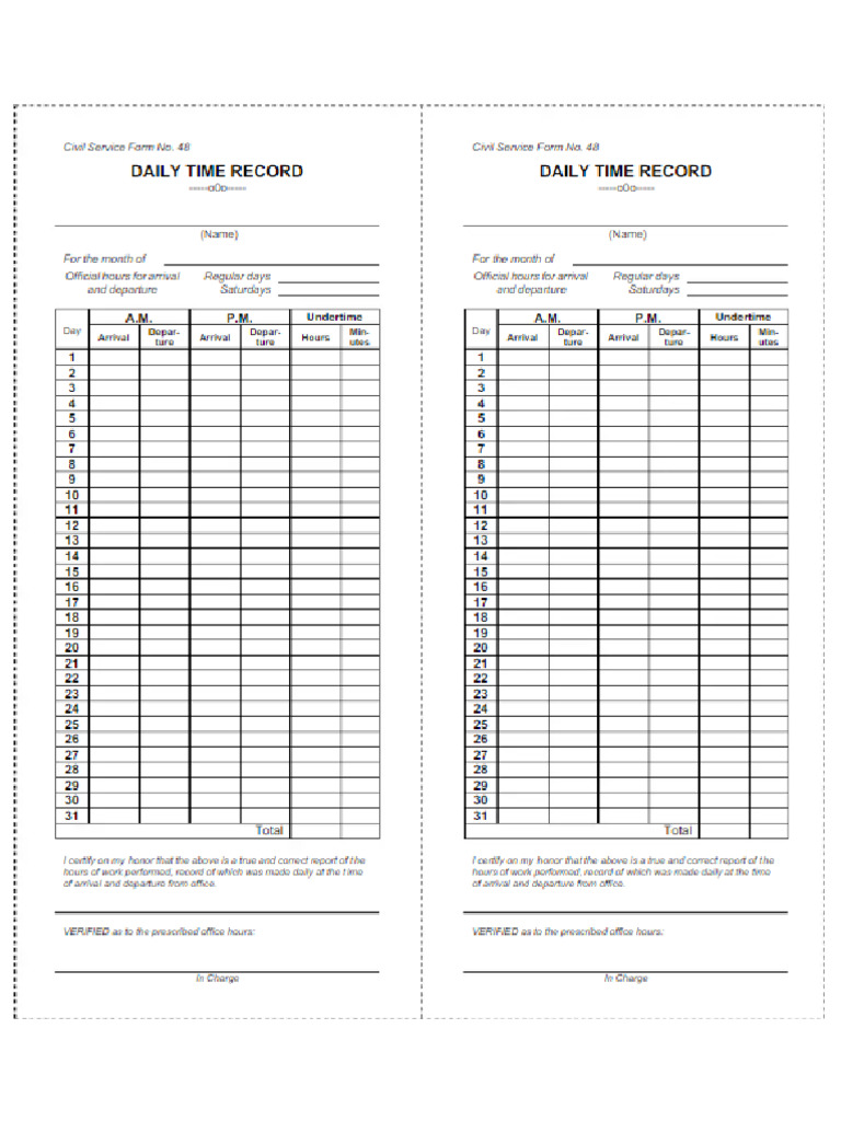 Daily Time Record | PDF