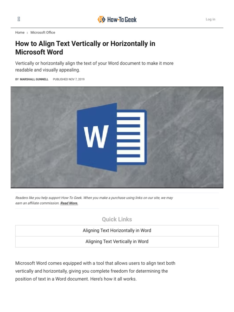 How to Align Text Vertically or Horizontally in Microsoft Word | PDF