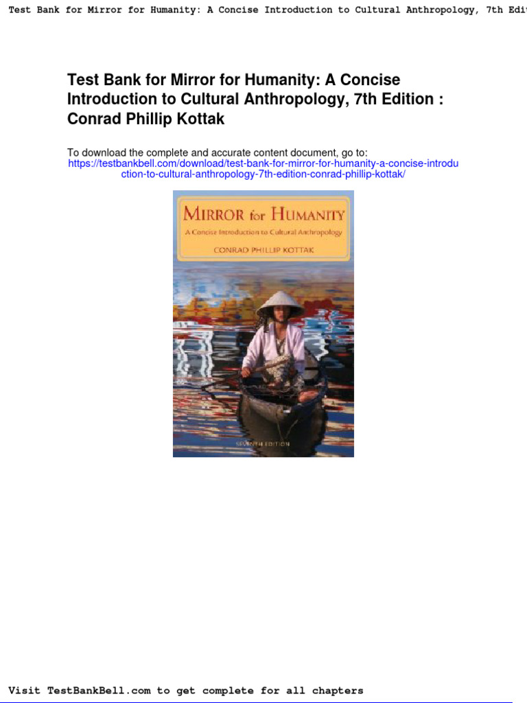 Test Bank For Mirror For Humanity A Concise Introduction To Cultural