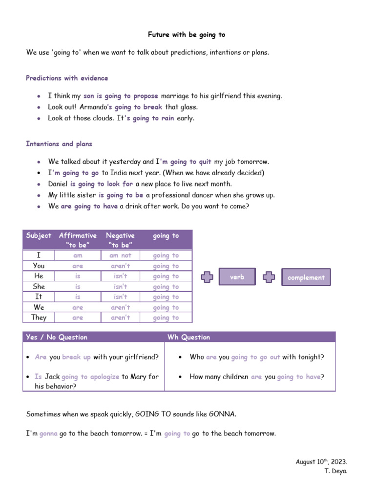 Future With Present Continuous & Going To | PDF | Self-Improvement ...