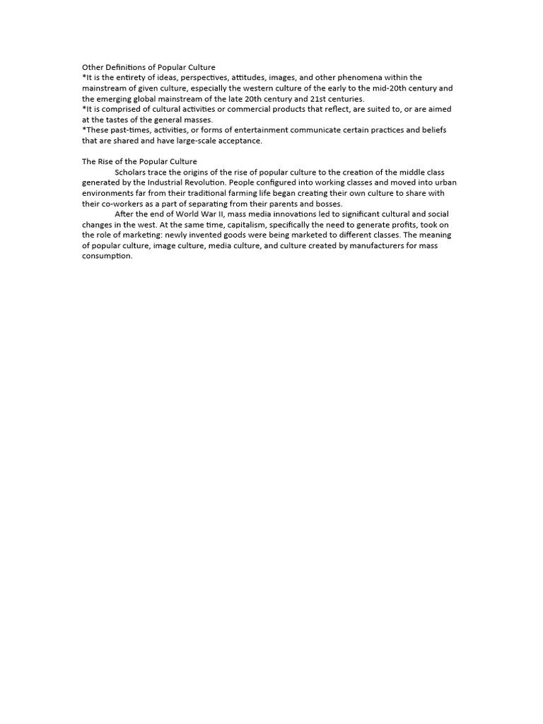 Understanding Popular Culture's Evolution | PDF | History