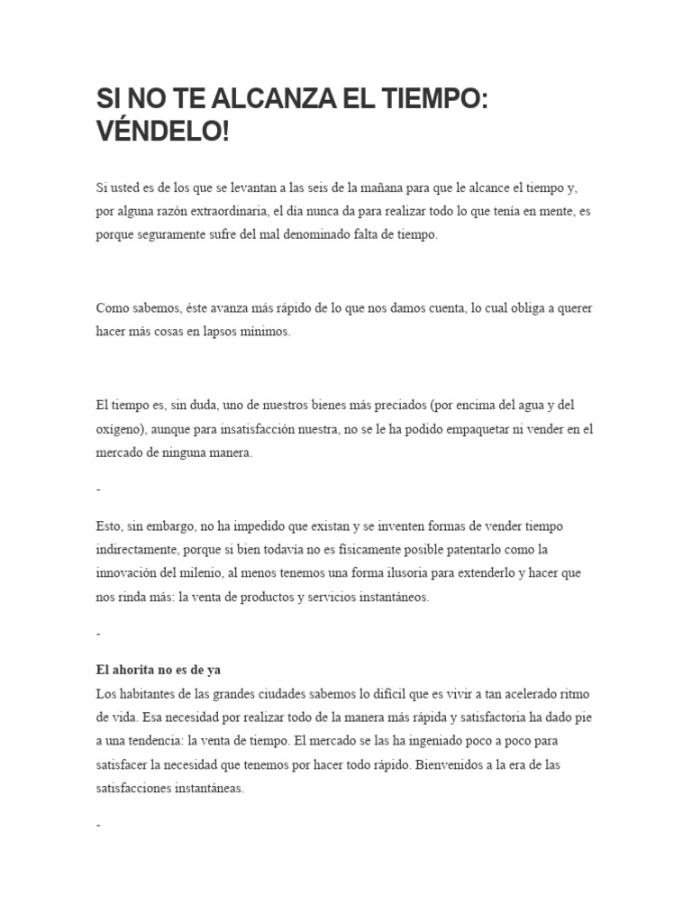 Si No Te Alcanza El Tiempo | PDF