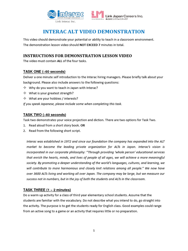 ALT Video Demo Instructions for Interac | PDF | Communication | Cognition