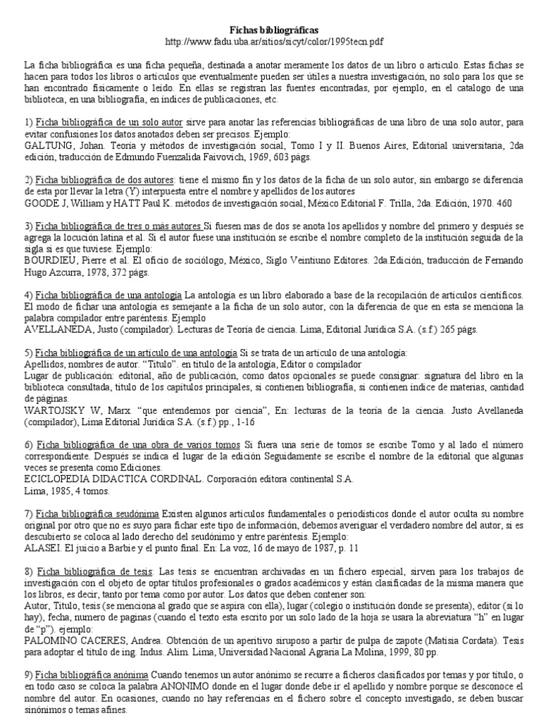 Ejemplo De Ficha Bibliografica Por Titulo Del Libro Ejemplo Sencillo