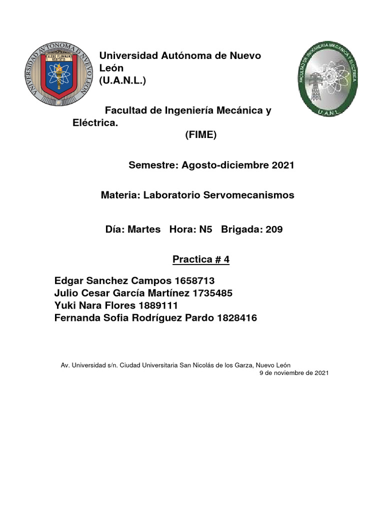 Práctica 4 Servomecanismos | PDF