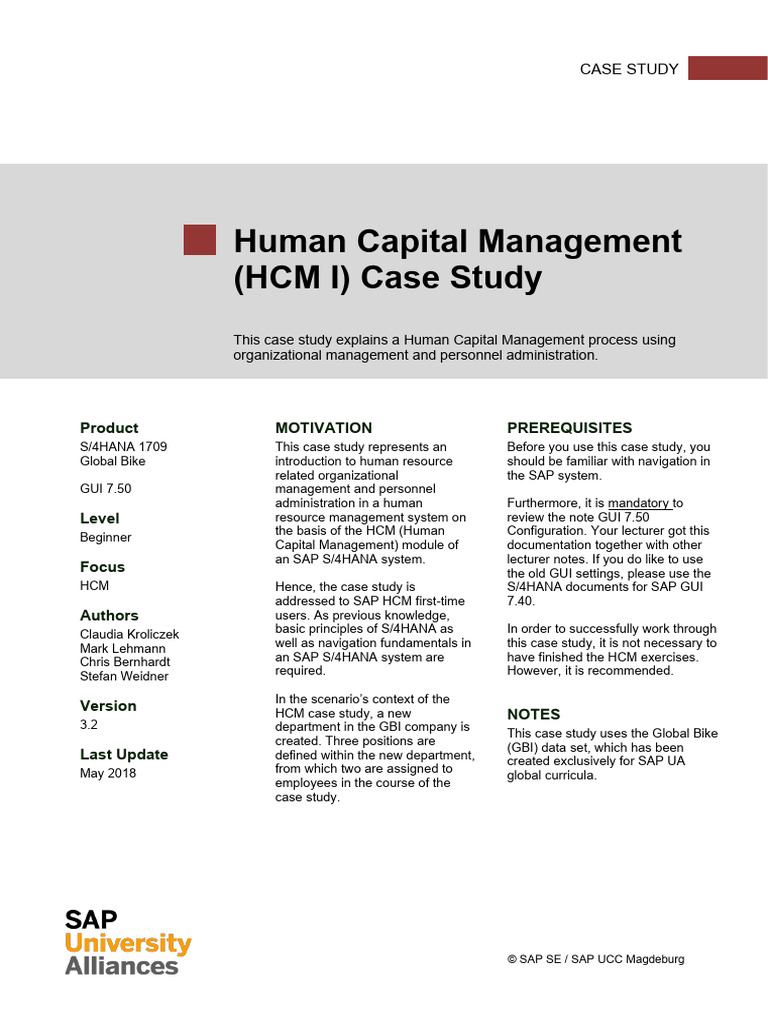 9. Intro S4HANA Using GBI Case Study HCM I en v3.2 | PDF