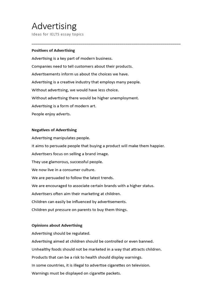 Advertising Ideas For IELTS Topics | PDF | Career & Growth | Social Science