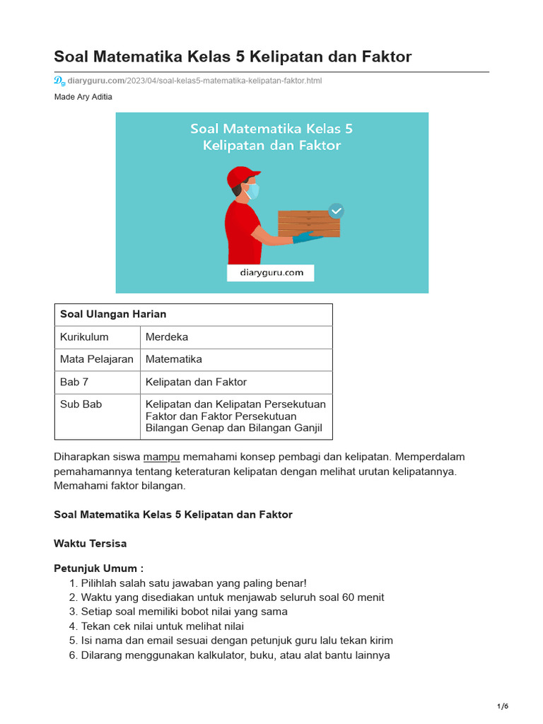Menjelajahi Dunia Angka: Kelipatan dan Faktor, Sahabat Baru Matematika Kelas 4 SD