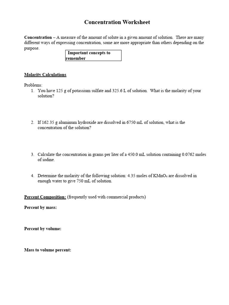 Chem121 Concentration WRKST | PDF