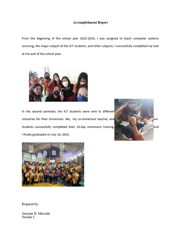 2022-2023 ICT Teaching Accomplishments | PDF | Technology & Engineering