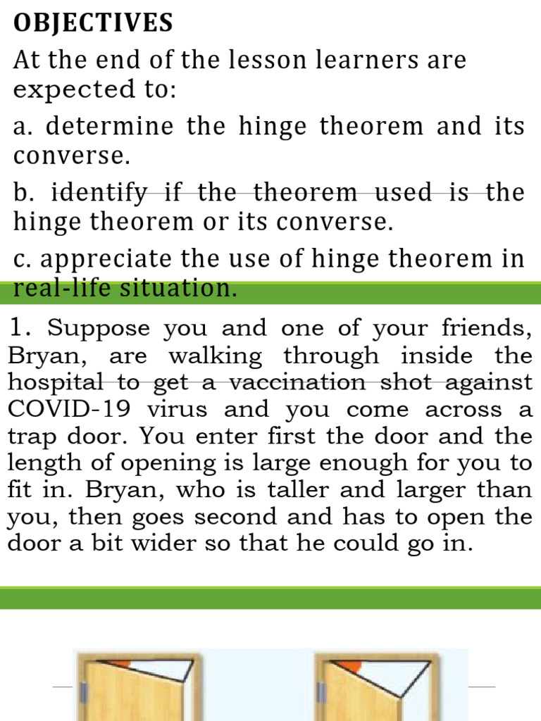Hinge Theorem in Real-Life Applications | PDF | Teaching Methods ...