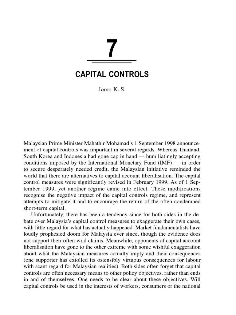 Capital Controls by Jomo PDF Capital Account Capital Control