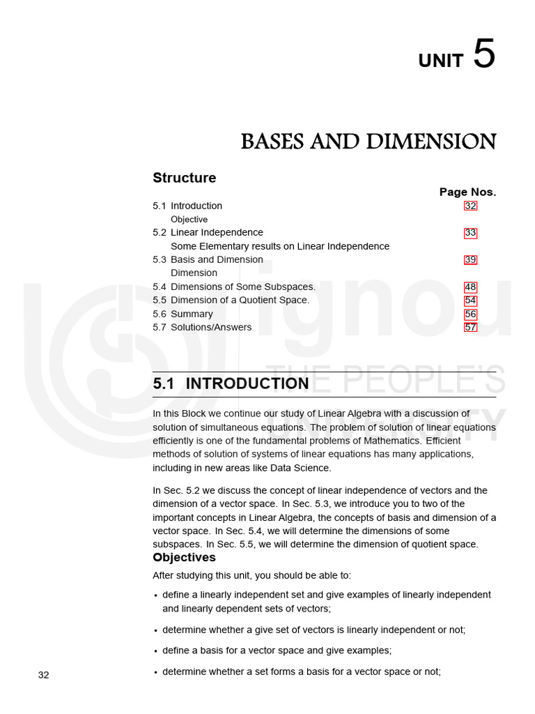 Linear Independence and Dimension in Algebra | PDF | Teaching Methods ...