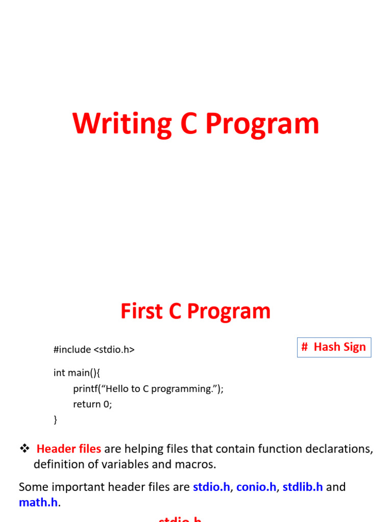 Lecture 1 Writing C Program | PDF