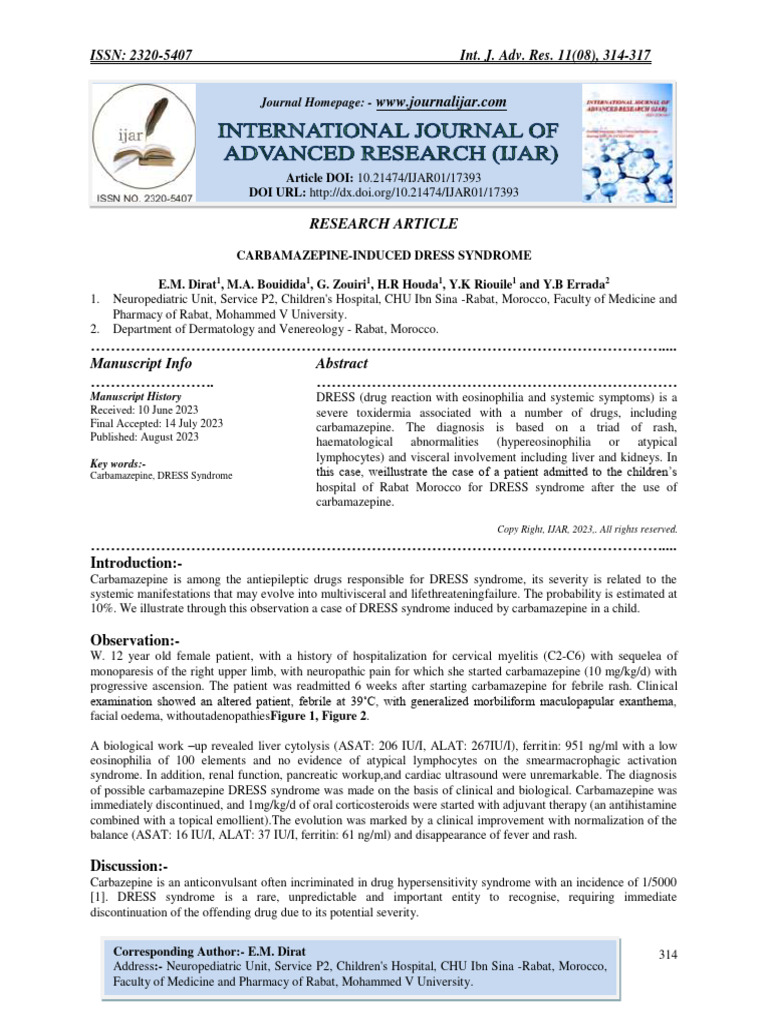 Carbamazepine-Induced Dress Syndrome | PDF