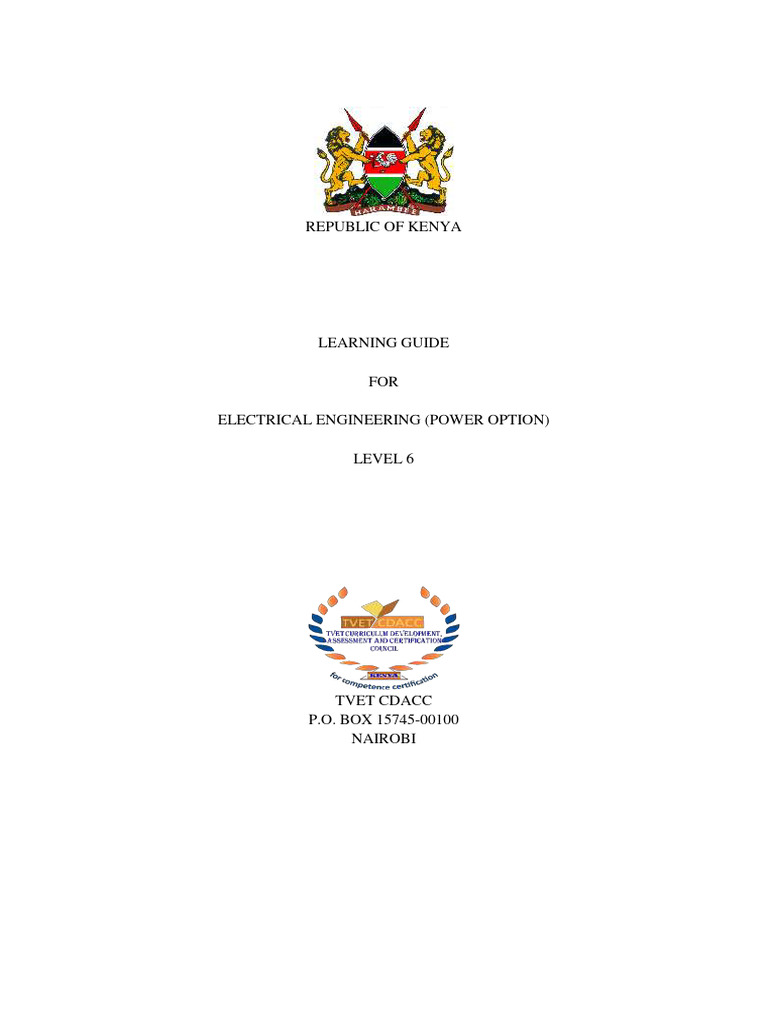 Learning Guide Electrical Engineering (Power Option) For Level 6 PDF PDF