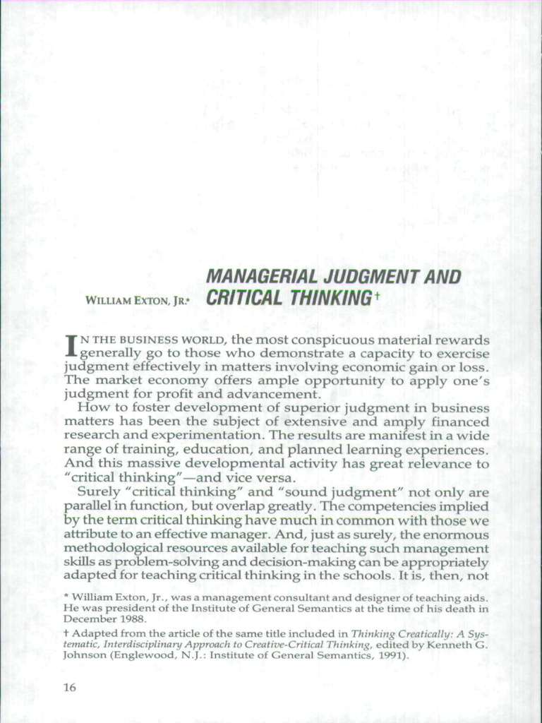 Enhancing Business Judgment Skills | PDF
