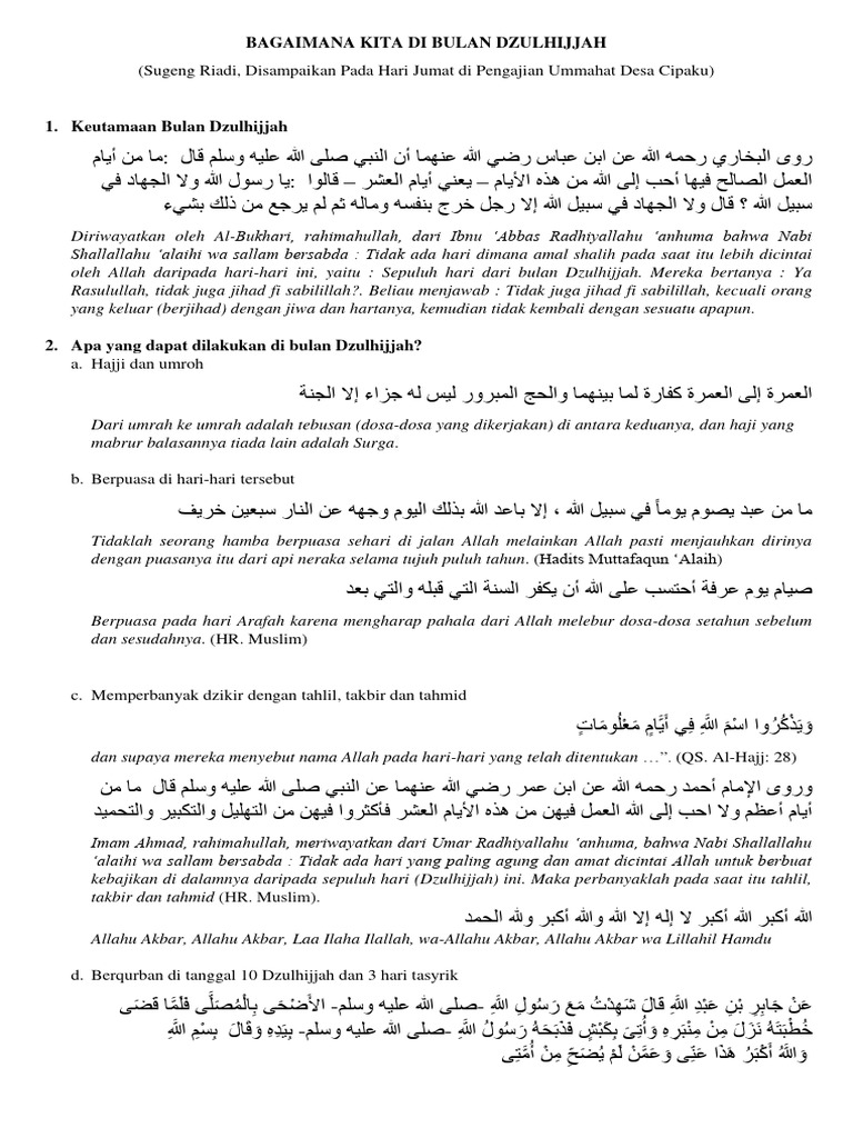 Keutamaan dan Amalan di Dzulhijjah | PDF