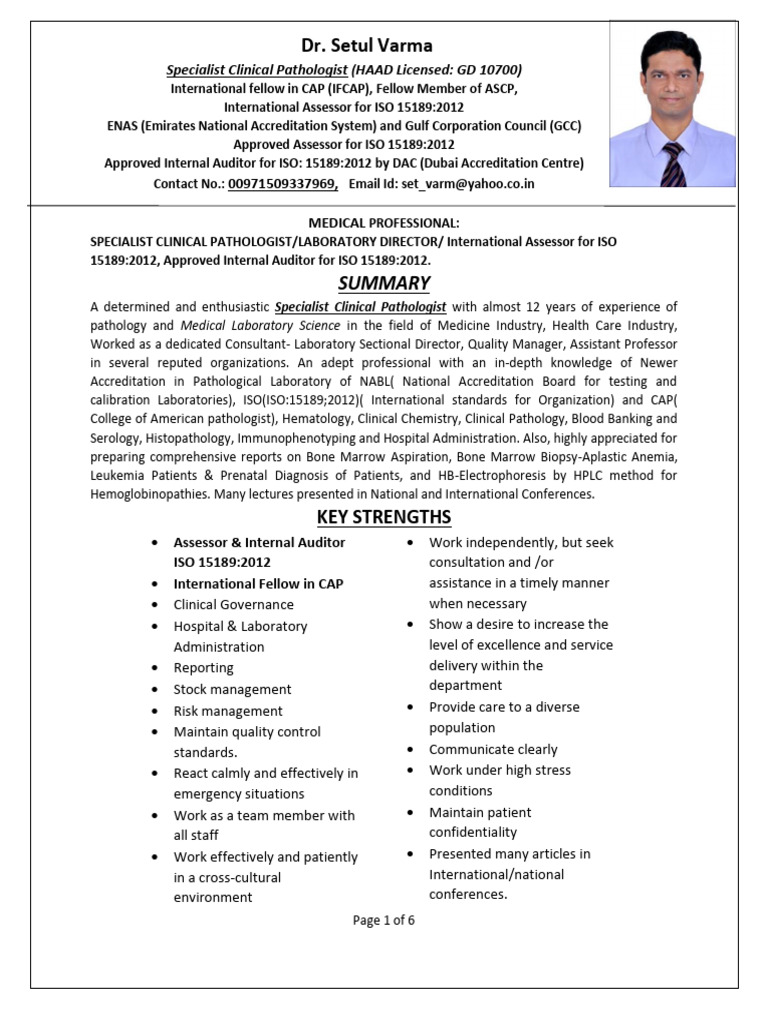 DR SETUL VARMA - Pathologist | PDF | Pathology | Medical Laboratory