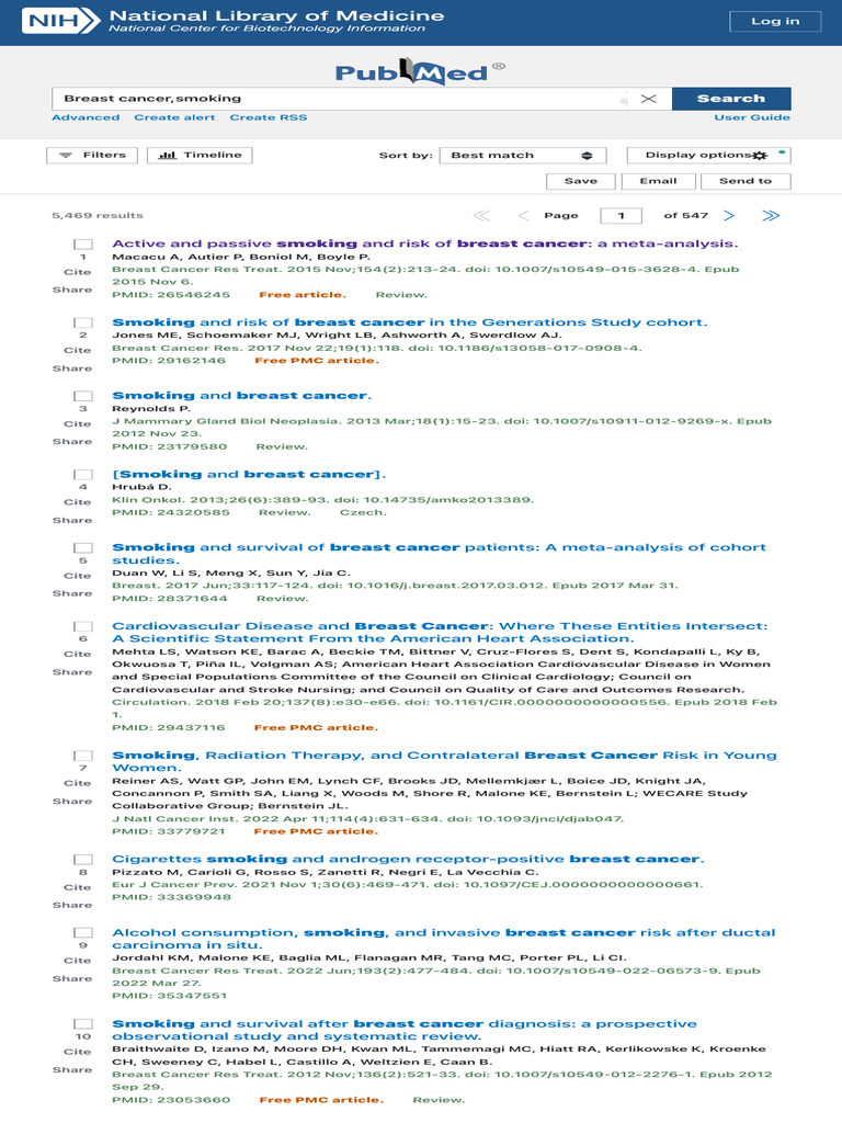 Breast Cancer,Smoking Search Results PubMed PDF