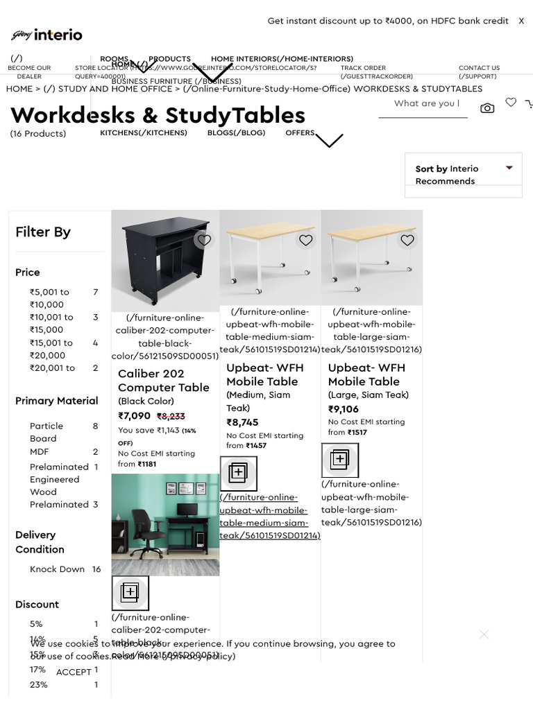 Workdesks & Study Tables - Buy Study Tables Online at Best Prices ...