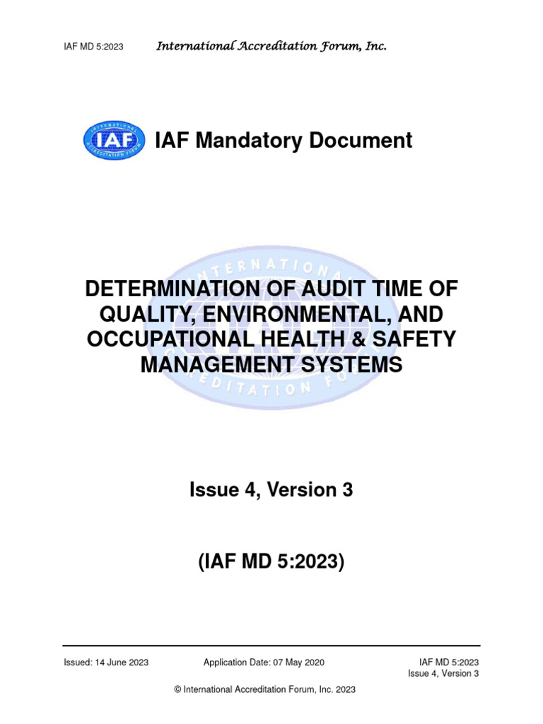IAF MD 5:2023 Audit Time Guidelines | PDF